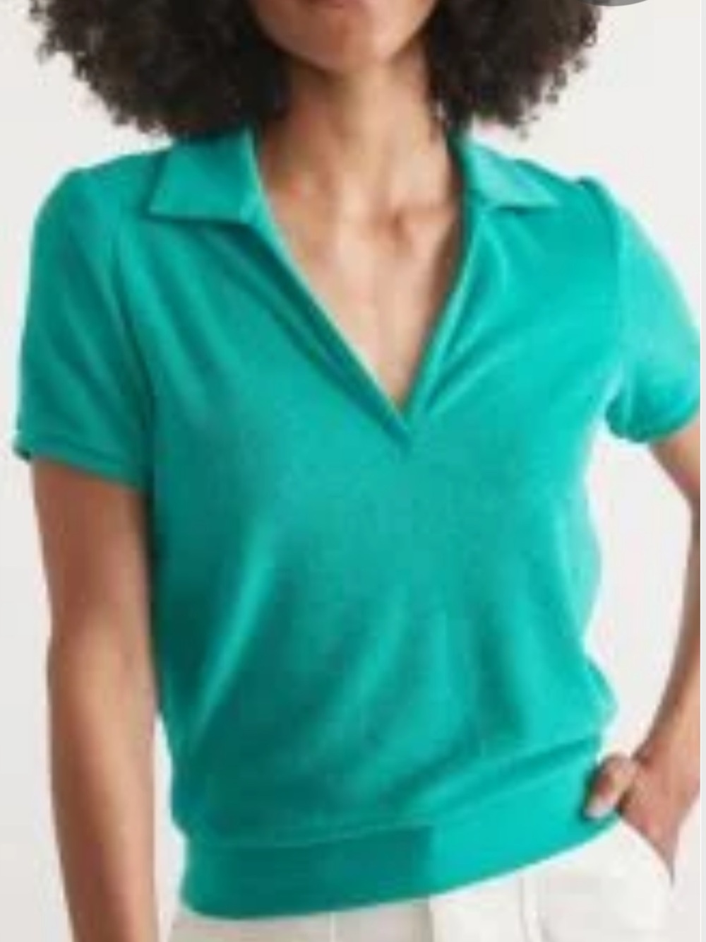 Marine layer terry cloth Bright Teal Short-Sleeve Polo Top